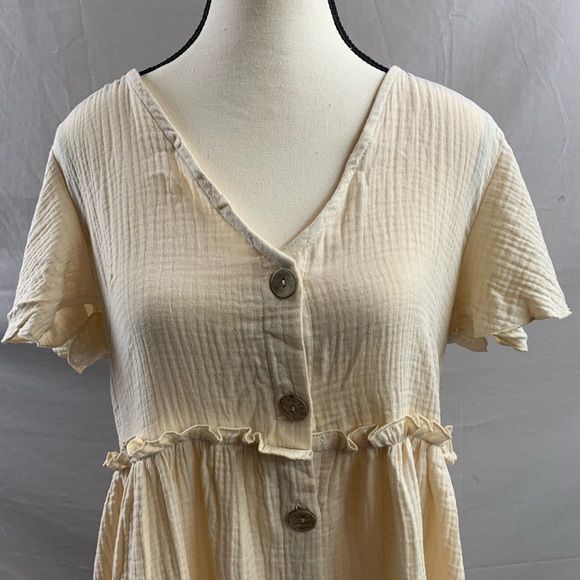 Boho Frenchy Button Front Frill Trim Smock Dress - Picture 8 of 9